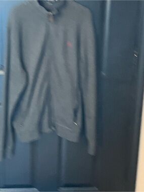 Ralph Lauren Men’s Dark Gray Zip-Up Sweater with Subtle Logo
